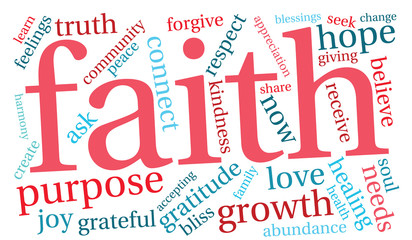 Faith Word Cloud On a White Background. 