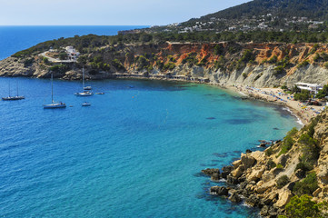 Fototapeta na wymiar Cala de Hort cove in Ibiza Island, Spain