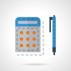 Calculator and pen color vector icon