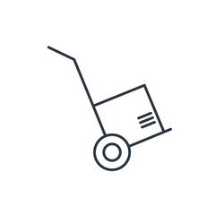 cargo transportation with hand cart icon