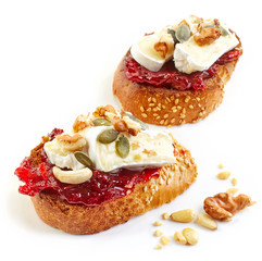 toasted bread with jam and brie