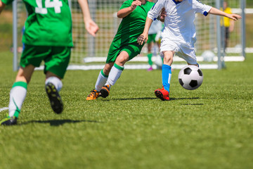 Obraz na płótnie Canvas soccer players running with ball