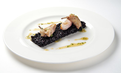 Black Rice with roasted Quail