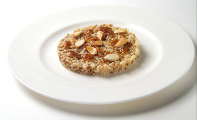 Sweet Rice with Almonds and fruit Jam