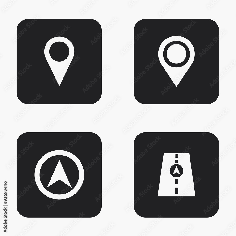 Poster vector modern map pointer icons set