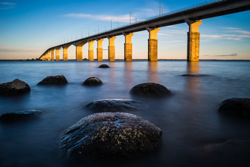 Öland Bridge Sunset - obrazy, fototapety, plakaty