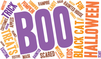 Boo Halloween Word Cloud On a White Background. 