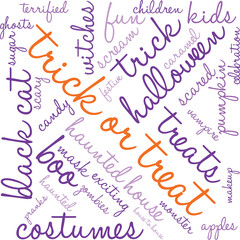 Trick Or Treat Word Cloud On a White Background. 