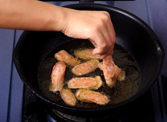 Fry fish sausage