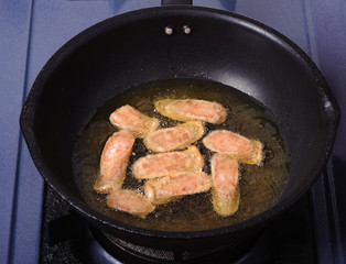 Fry fish sausage