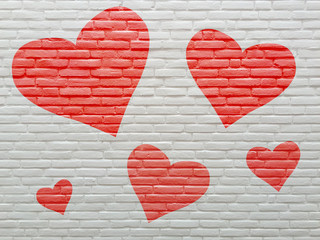 Herzen auf Wand