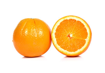 Slice of fresh orange isolated on white background