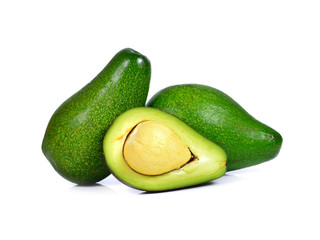 Fresh avocados on white background.