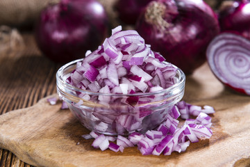Portion of diced Red Onions