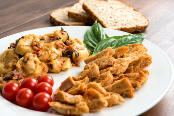 Italian food on a wooden table