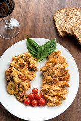 Italian food on a wooden table
