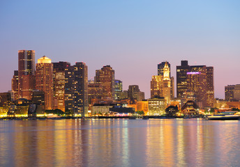 Plakat Boston downtown panorama at dusk