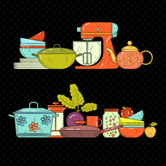 Kitchen set of dishes