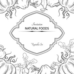 Vintage invitation vegetables.