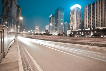 City building street scene and road of night scene