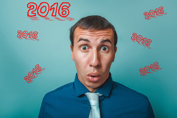 man surprised Portrait of a businessman in 2016, two thousand si
