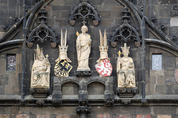 Medieval sculptures on Charles (Karluv) Bridge in Prague (Czech Republic)