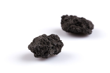 Volcanic stones on a white background
