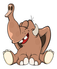 Cute elephant calf  illustration. Cartoon