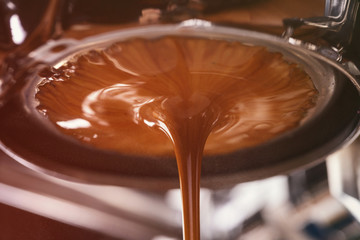 coffee extraction from professional coffee machine with
