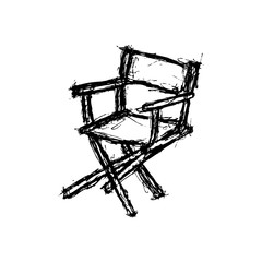 Director chair doodle isolated on white background