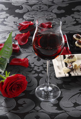 a glass of red wine 