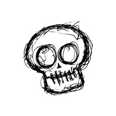 grunge skull in doodle style