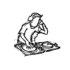 DJ playing turntable