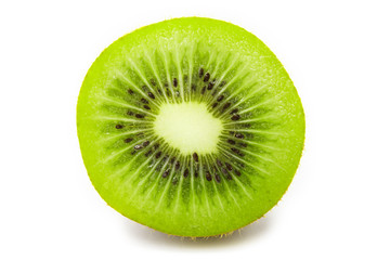Naklejka na ściany i meble Slice of fresh kiwi fruit isolated on white background