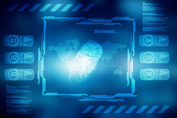 Abstract technology background.Security system concept with fingerprint Letter P sign