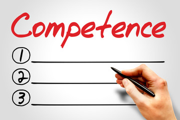 COMPETENCE blank list, education concept