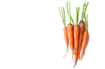 Carrot vegetable with leaves isolated on white