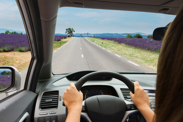 Fototapeta premium woman driving a car