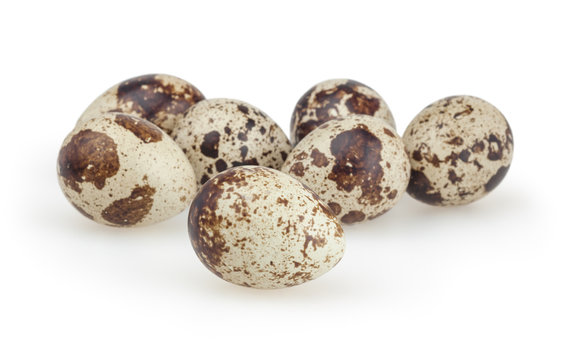 Quail eggs isolated on white background with clipping path
