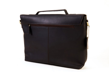 black  leather executive bag ideal for corporate world isolated on white available with clipping path