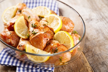 Chicken with lemon and parsley, uncooked