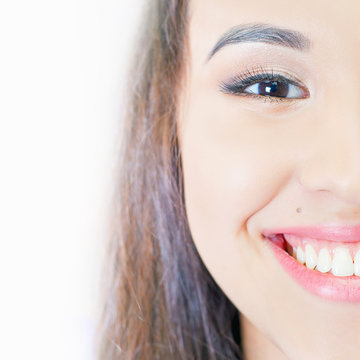 Beautiful asian woman smile with healthy teeth whitening