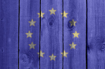 wooden wall with flag
