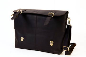 black colored leather executive bag ideal for corporate world isolated on white available with clipping path