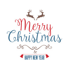 Christmas Text Design with Reindeers