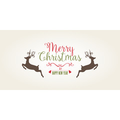 Fototapeta na wymiar Christmas Card with Text Design and Reindeer 