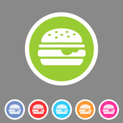 Hamburger burger icon flat web sign symbol logo label