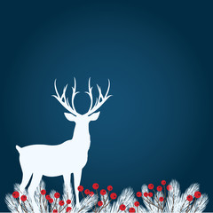 Wintry Background with white Reindeer