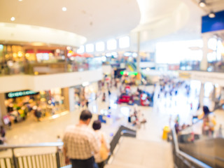 Blurred image of people shopping at mall of home decor