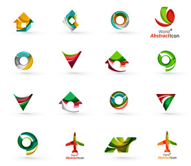 Set of various geometric icons - rectangles triangles squares